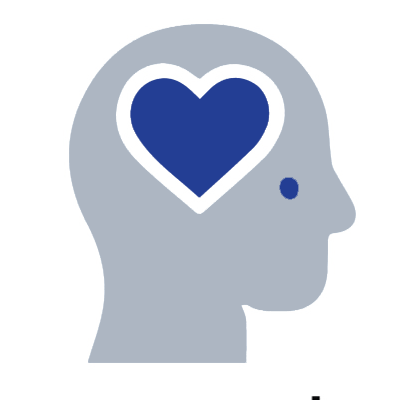 Icon of a head with a heart for the brain.