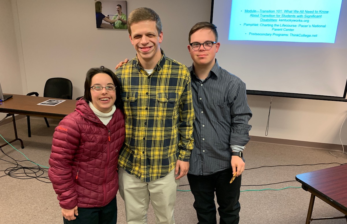 Megan McCormick, 30-years-old with Down syndrome; Clay Carroll, 22 years-old with Williams syndrome; and Andy Meredith, 19 years old with Down syndrome