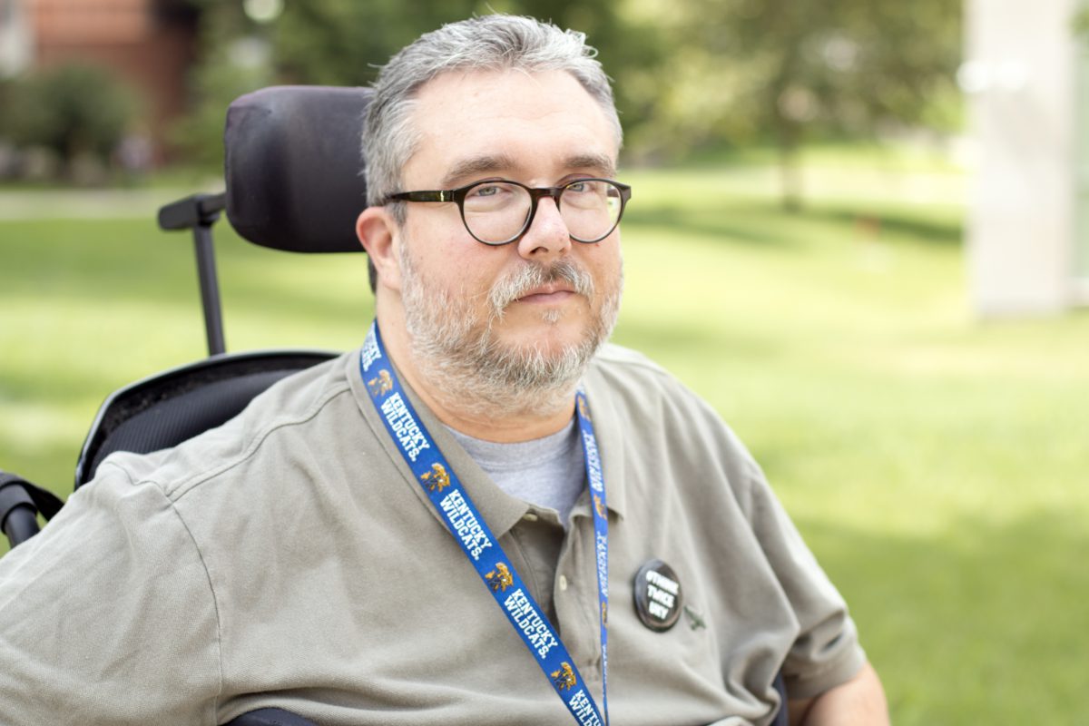 Tony Lobianco pictured, white man with salt and pepper hair, short beard, and he uses a wheelchair