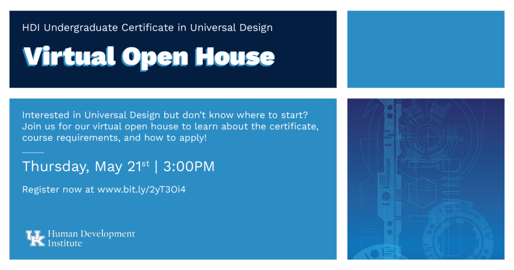 light, medium and dark blue text on a document announcing the Virtual Open House