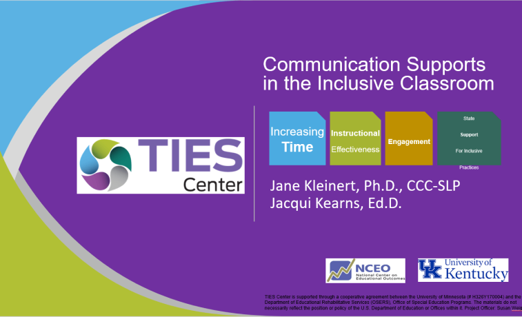 Ties Center, Communication supports in the inclusive classroom