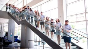 Summer Leadership Camp Participants posing on the steps at the UK Student Center