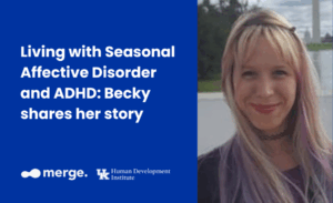 article title and photo of Becky Barnes. she has long blonde, purple, and pink hair with bangs and is smiling at the camera.