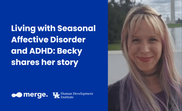 article title and photo of Becky Barnes. she has long blonde, purple, and pink hair with bangs and is smiling at the camera.