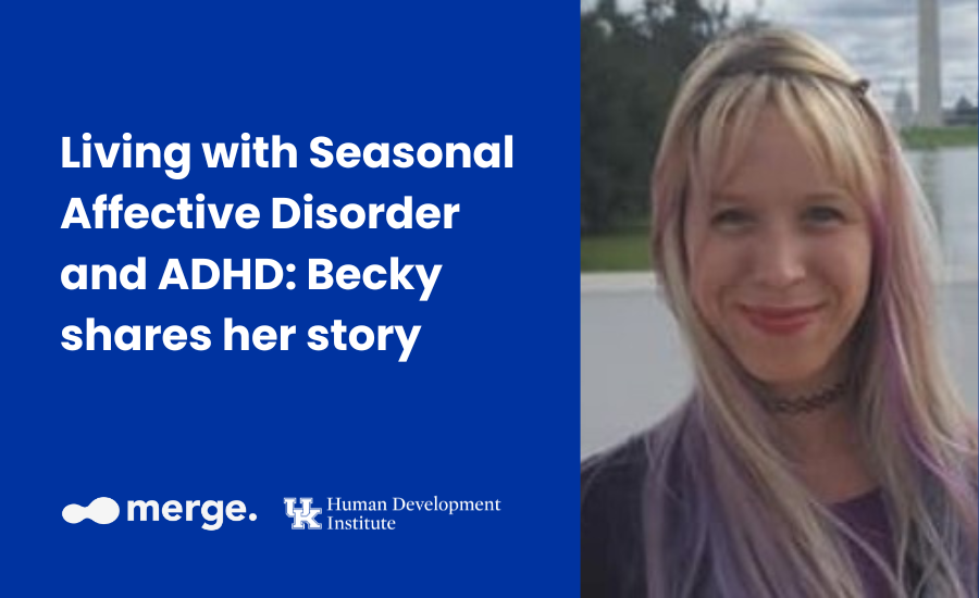 article title and photo of Becky Barnes. she has long blonde, purple, and pink hair with bangs and is smiling at the camera.