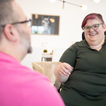 Two people chatting
